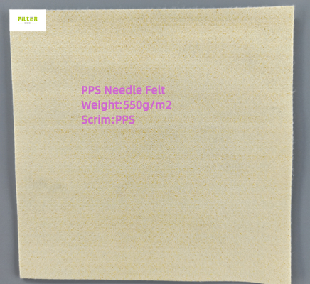 450gsm - 550gsm Βιομηχανικό ύφασμα φίλτρου PPS Felt βελόνας για σακούλα φίλτρου